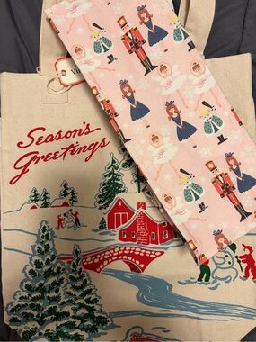 ✨ Holiday bags: Cavallini Winter Wonderland Tote & Novogratz Nutcracker Wine Bag